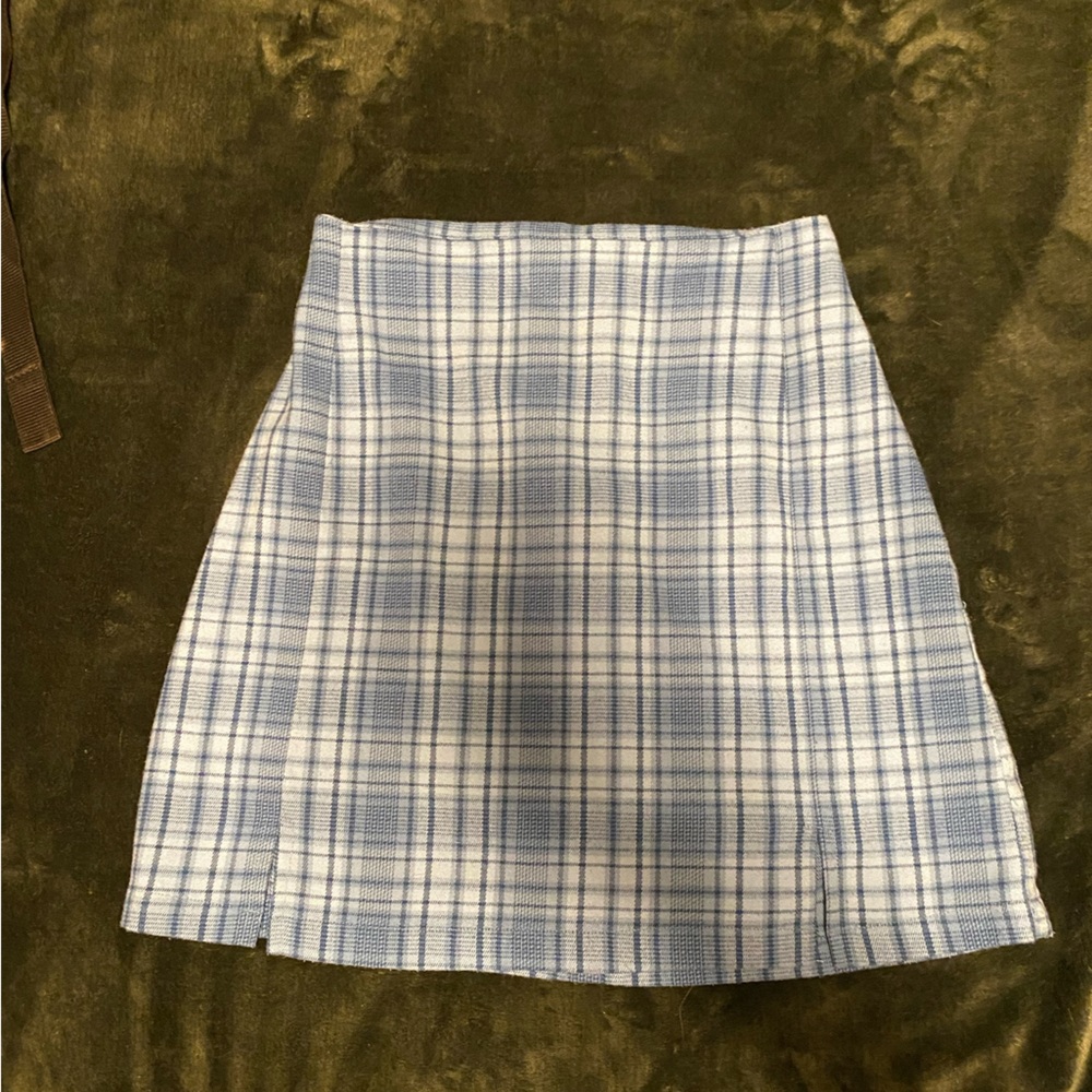 Brandy Melville Baby Blue Plaid Pencil Skirt